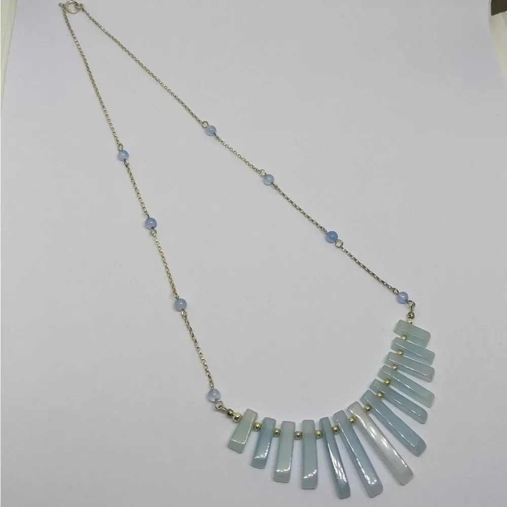 Handmade Blue Quartz & Sterling Silver Necklace